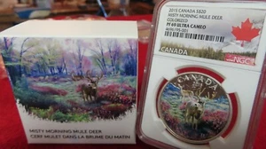 2015 CANADA $20 MISTY MORNING MULE DEER W/BOXES NGC PF 70 ULTRA CAMEO FR (POP=3) - Picture 1 of 12