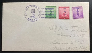 1942 USA Army Post Office APO 617 Eritrea First Day Cover FDC To New York - Picture 1 of 2