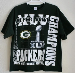 Green Bay Packers NFL Super Bowl XLV Champions Mens T Shirt 2XL Spell out - Picture 1 of 6