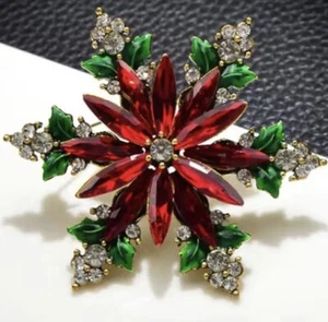 Broche prendedor de Navidad artesanal de lujo con estrás - estilo vintage copo de nieve - Imagen 1 de 7