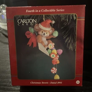 CARLTON CHRISTMAS ORNAMENT; CHRISTMAS SWEETS 4TH : KOALA BEAR W/CANDY NEW IN BOX - Picture 1 of 6