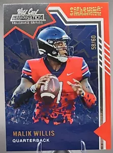 Malik Willis/60 2021 Wild Card Alumination NIL Rookie RC Smashing Blue SP - Imagen 1 de 2
