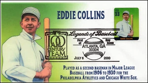 AO 3408B, 2000, Legends of Baseball, FDC, Add On Cachet, Eddie Collins, SC 3408b - Picture 1 of 1