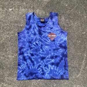 Camiseta sin mangas Harley Davidson vintage azul tie dye talla mediana - Imagen 1 de 5