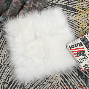 Sibba Faux Fur Area Rugs Chair Pad 12 inch Small Square Cover Seat Fuzzy Cushion
