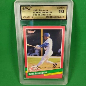 Graded Ivan Rodriguez 1991 Donruss The Rookies #33 Baseball Card Mint Grade 10 - Picture 1 of 2