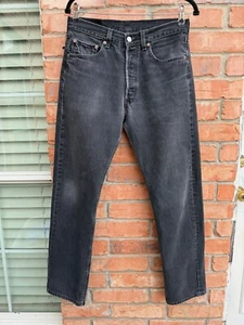 Vintage Levi's Black Denim Button Fly Jeans 501 0660 Actual 30x30 Made USA 90s - Picture 1 of 10