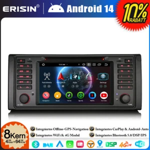 8-Kern 64GB Android 14 GPS Autoradio DAB+CarPlay Navi für BMW 5er E39 M5 BT 5.0 - Bild 1 von 24