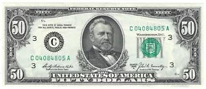 1969A Fifty Dollar Fancy Serial Number Note C04084805A Three pairs 0s 4s 8s - Picture 1 of 2