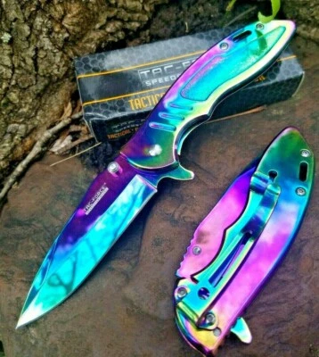 Navaja de Bolsillo Arco Iris Perno para Pulgar Acero Inoxidable Menos de 3" EDC Envío Gratis 😍 Foto 1 de 4