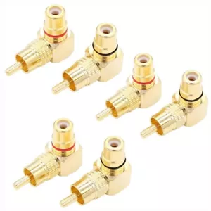 6 piezas Conector latón RCA ángulo recto macho a hembra chapado en oro adaptador de 90 grados - Imagen 1 de 8