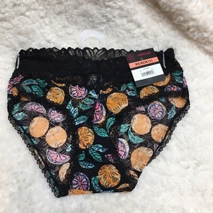 No Boundaries Women's Lace Hipster Panties Size X-SMALL Black W Grapefruits NWT - Picture 1 of 9