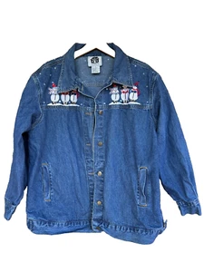 Storybook Knits Snowman Let It Snow Denim Jacket. Size Large. 100% Cotton - Picture 1 of 12