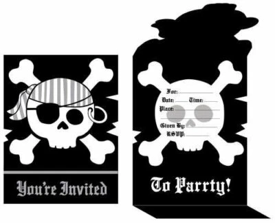 Skull and Cross Bones Pirate Party Invitations & Table Cover Party Decorations - Image 1 of 3