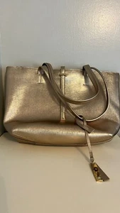Gold Leather Vince Camuto Leila Tote - Picture 1 of 6