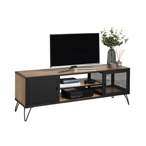 TV Stand With Contemporary Industrial Black Hairpin Legs - Oak Finish - 505mm H  - Picture 1 of 3