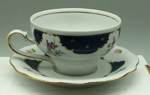 Vintage Kahla Cup Saucer Floral Blue Pattern Made and Bought in Germany - Picture 1 of 7