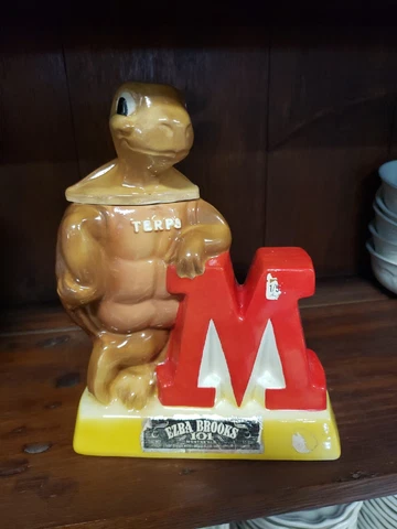 1974 MARYLAND TERRAPINS TERPS EZRA BROOKS FOOTBALL BASKETBALL MASCOT DECANTER Cover