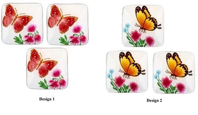 Juego de platos de vidrio mariposa de comedor Ganz E9 de 6 pulgadas y 3 piezas EA14103 elige diseño Foto 1 de 2