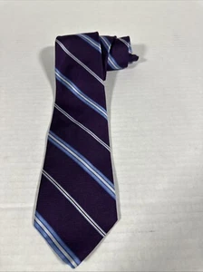 Cravatta Brooks Brothers 346 pura seta made in USA viola blu chiaro righe bianche - Foto 1 di 2