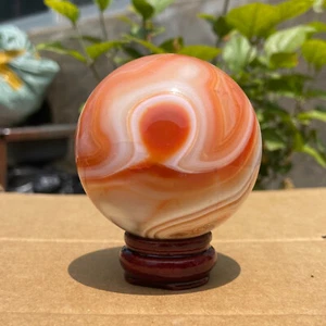 335G Natural Pulido Bandas Rojo Ágata Cristal Esfera Bola Curación - Imagen 1 de 14