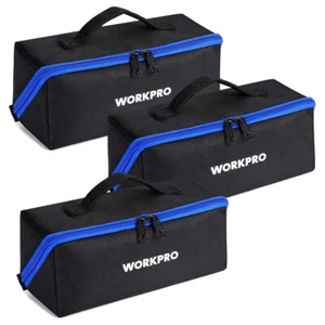 WORKPRO 3PCS 10" Wide Mouth Tool Bag Heavy Duty Tool Storage Bag Zipper Tote Bag - Picture 1 of 11