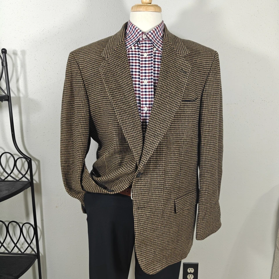 Abrigo Blazer Deportivo Robert Stock Para Hombre Dos Botones Cabello Camel? Pata de gallo marrón 46L Foto 1 de 4