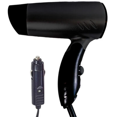 12V Compact Foldable Travel Festival Camping Portable In Car Hair Dryer- Black - Image 1 of 4