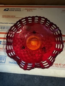 Fenton Ruby Basket Weave W/ Open Edge (3Row) Footed Bowl Nice Photos Description - Picture 1 of 8