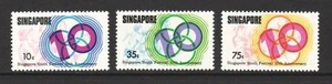 SINGAPORE 1976 10TH ANNIV. OF THE S'PORE YOUTH FESTIVAL COMP. SET 3 STAMPS MINT - Picture 1 of 3