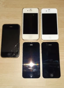 LOT APPLE - 5 IPHONE ANCIEN VINTAGE - VENDU HS - EN L'ETAT - OU POUR PIECES - Photo 1/13