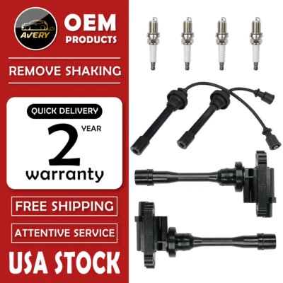 2X Ignition Coil + 4X Spark Plugs + Wire for Mitsubishi Eclipse Lancer Galant L4 - Image 1 of 4