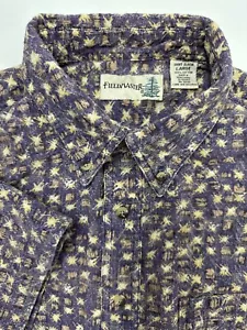 Vintage 90s Fieldmaster Shirt Men Large Textured Geometric Print Purple Hawaiian - Picture 1 of 17