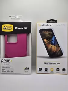 ๐ธ OtterBox Commuter Case (Pink) & Cellhelmet Tempered Glass - iPhone 14 Pro Max - Picture 1 of 6