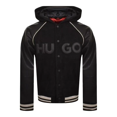 Hugo Boss Men’s leather Loder  Bomber  Jacket Black 38R Medium RRP £545  - Image 1 of 4