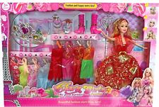 15PC GIRLS DOLL FASHION PLAY SET ACCESSORIES JEWELLERY CLOTHES TOY GIFT BARBIE 