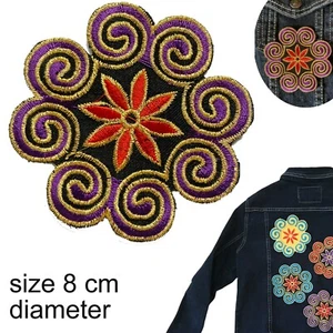 Ethnic Pattern iron on patch Vintage Flower mandala ornament purple patches - Picture 1 of 2