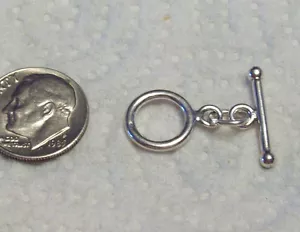 Small Sterling Silver Plain 12mm diameter Toggle Clasp 17mm Ball Bar - Picture 1 of 1