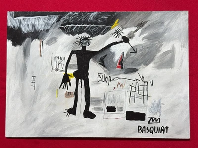 Jean-Michel Basquiat(手工制作)密封丙烯酸涂料木质尺寸12.99x9.05 — 第 1/4 张图片