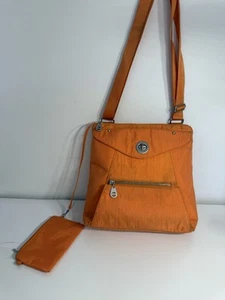 Baggallini Crossbody Convertible Strap Travel Bag Orange Kiss Lock Extra Purse - Picture 1 of 13