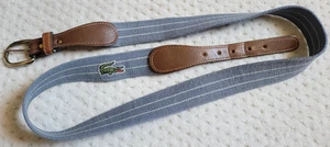 VTG 80s Izod Lacoste Blue Leather Cotton Elastic Stretch Preppy Belt, 36 EUC - Picture 1 of 8