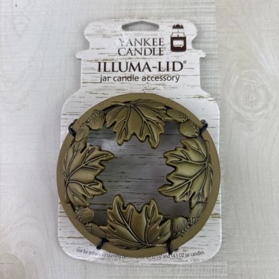 Yankee Candle Illuma Lid Jar Topper Maple Leaves & Acorns RETIRED NEW - Image 1 of 4