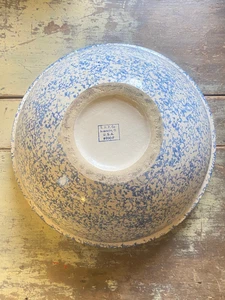 Antique/Vtg Roseville Pottery Spongeware DOUGH BOWL Bread Mixing, 16" #700-P - Picture 1 of 5