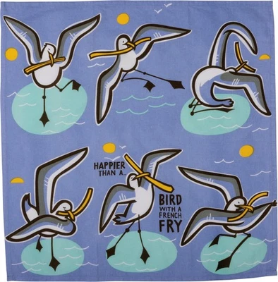 Primitives by Kathy Happier Than A Bird With A French Fry Kitchen Dish Towel