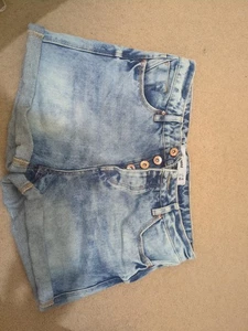Women's Denim Shorts, Size 12 Hotpant, With Button Waist, Length Approx 12inches - Picture 1 of 3