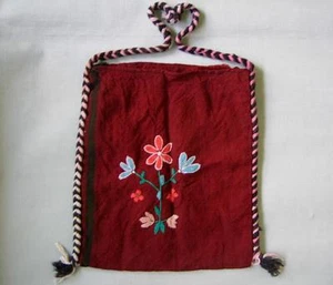 19C. ANTIQUE TRADITIONAL FOLK WOOL SHEPHERD BREAD BAG - Picture 1 of 7
