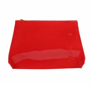 1x YSL Beauty Red Faux Patent Leather Makeup Cosmetic Bag / Prestige Pouch, NEW! - Picture 1 of 5