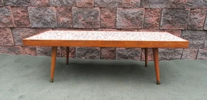 Vintage Mid Century Danish Modern Geometric Tile Top MCM Coffee Accent Table - Picture 1 of 22
