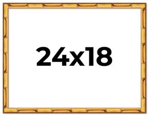 24x18 Frame Gold Bamboo Solid Wood Picture Frame | 1 Inch Moulding Width | Inter - Picture 1 of 10