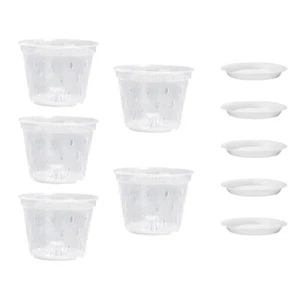 5pcs Clear Orchid Pots With Holes And Saucers Orchid Planter For Home Decor - Picture 1 of 10